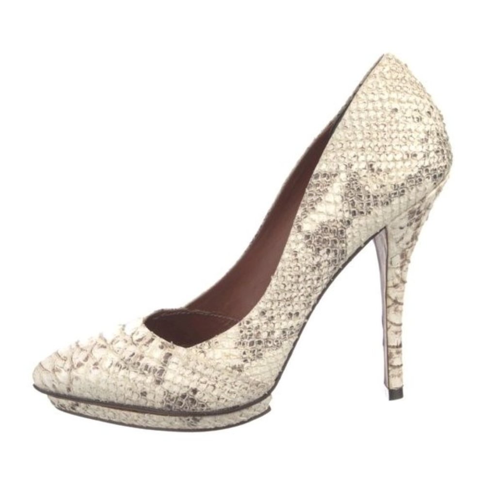 Elizabeth & James Brown Platform Leather Animal Print Women's High Heels Pumps